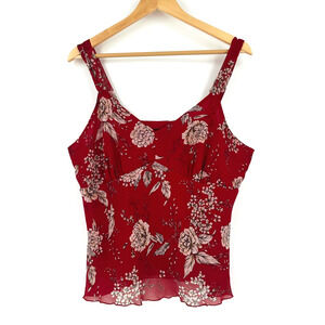 VTG Y2K Separates Babydoll Chiffon Tank Top XLP Fairy Floral Cottage Coquette